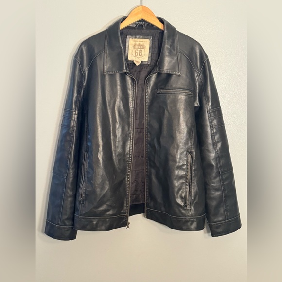 Route 66 Other - Vintage Route 66 Black Leather Zipper Jacket Size XL